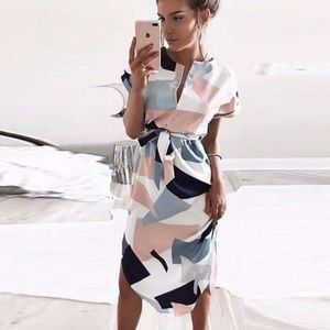 Coco & Cotton Geometric Pencil Dress + Fabric Belt